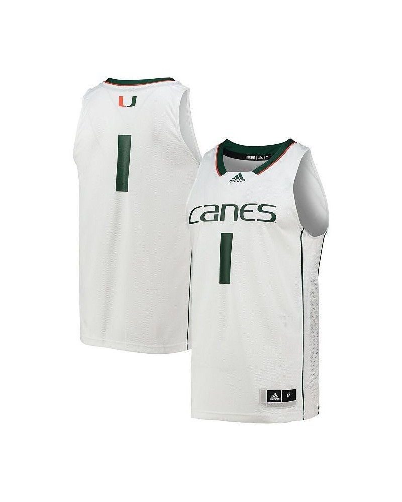 Men's Number 1 White Miami Hurricanes Team Swingman Basketball Jersey $45.00 Jersey