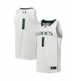 Men's Number 1 White Miami Hurricanes Team Swingman Basketball Jersey $45.00 Jersey