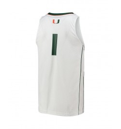 Men's Number 1 White Miami Hurricanes Team Swingman Basketball Jersey $45.00 Jersey