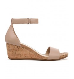 Areda Ankle Strap Wedge Sandals Pink $45.54 Shoes