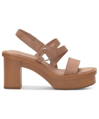 Women's Marselina Strapped Platform Sandals Tan/Beige $41.65 Shoes