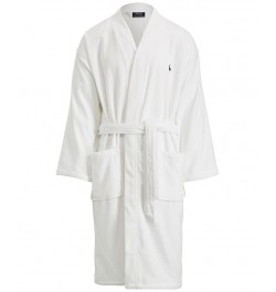 Men's Big & Tall Shawl Cotton Robe White $63.00 Pajama