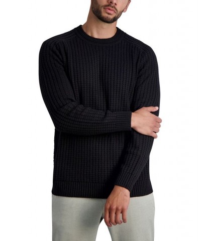 Men's Textured Long Sleeve Crew Neck Sweater Black $63.60 Sweaters