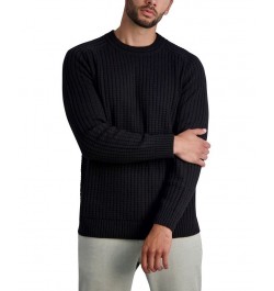 Men's Textured Long Sleeve Crew Neck Sweater Black $63.60 Sweaters