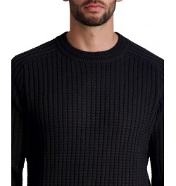 Men's Textured Long Sleeve Crew Neck Sweater Black $63.60 Sweaters