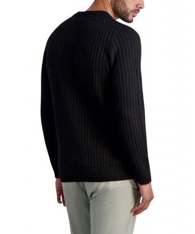 Men's Textured Long Sleeve Crew Neck Sweater Black $63.60 Sweaters