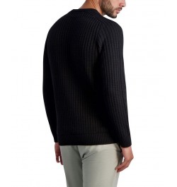 Men's Textured Long Sleeve Crew Neck Sweater Black $63.60 Sweaters