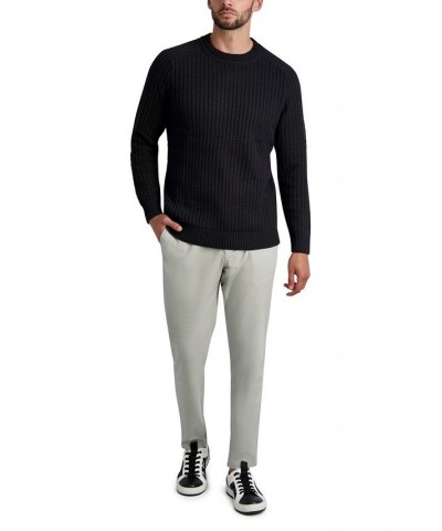 Men's Textured Long Sleeve Crew Neck Sweater Black $63.60 Sweaters