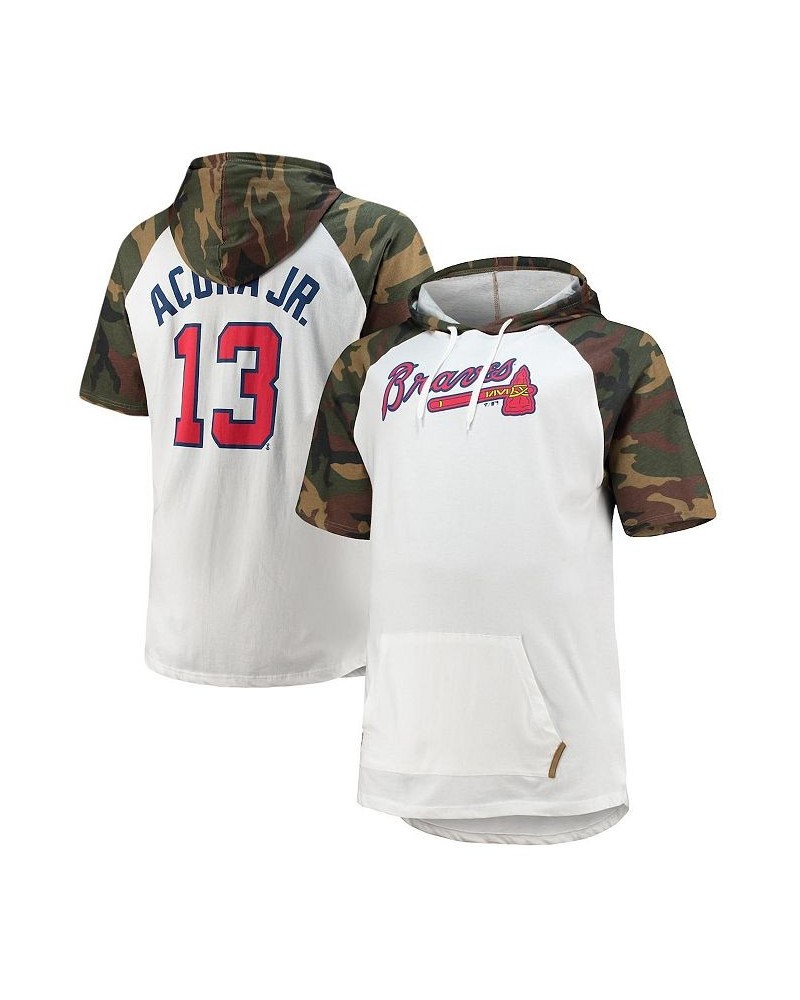 Men's Ronald Acuna Jr. White, Camo Atlanta Braves Player Big and Tall Raglan Hoodie T-shirt $34.44 T-Shirts