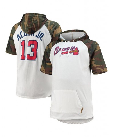 Men's Ronald Acuna Jr. White, Camo Atlanta Braves Player Big and Tall Raglan Hoodie T-shirt $34.44 T-Shirts