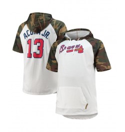 Men's Ronald Acuna Jr. White, Camo Atlanta Braves Player Big and Tall Raglan Hoodie T-shirt $34.44 T-Shirts