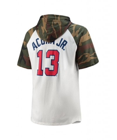 Men's Ronald Acuna Jr. White, Camo Atlanta Braves Player Big and Tall Raglan Hoodie T-shirt $34.44 T-Shirts