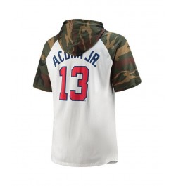 Men's Ronald Acuna Jr. White, Camo Atlanta Braves Player Big and Tall Raglan Hoodie T-shirt $34.44 T-Shirts