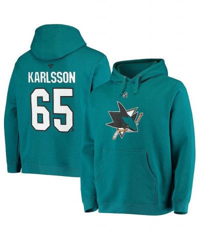 Men's Branded Erik Karlsson Teal San Jose Sharks Primary Logo Name and Number Hoodie $29.67 Sweatshirt