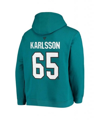 Men's Branded Erik Karlsson Teal San Jose Sharks Primary Logo Name and Number Hoodie $29.67 Sweatshirt