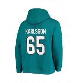 Men's Branded Erik Karlsson Teal San Jose Sharks Primary Logo Name and Number Hoodie $29.67 Sweatshirt