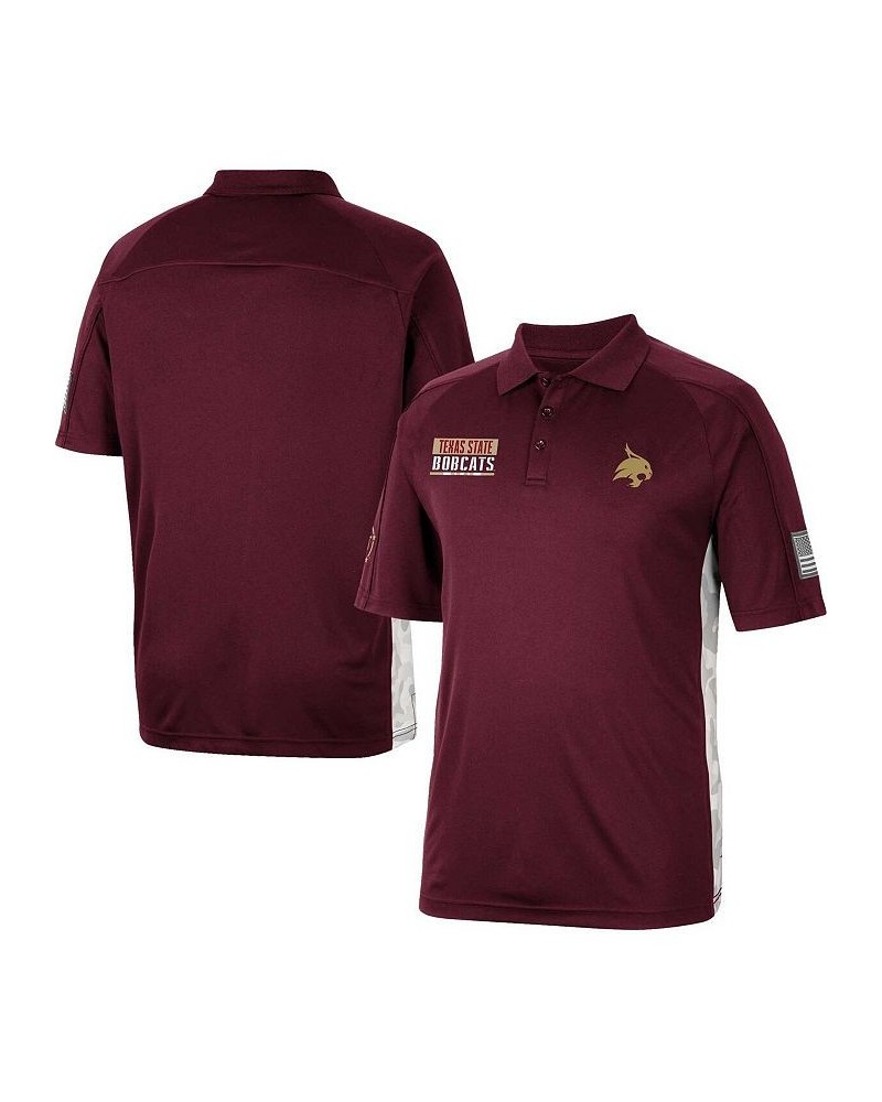 Men's Maroon Texas State Bobcats OHT Military-Inspired Appreciation Snow Camo Polo Shirt $25.20 Polo Shirts