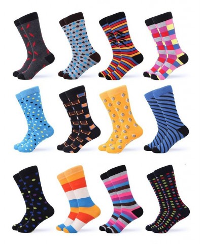 Men's Funky Colorful Dress Socks Pack of 12 PD03 $20.52 Socks