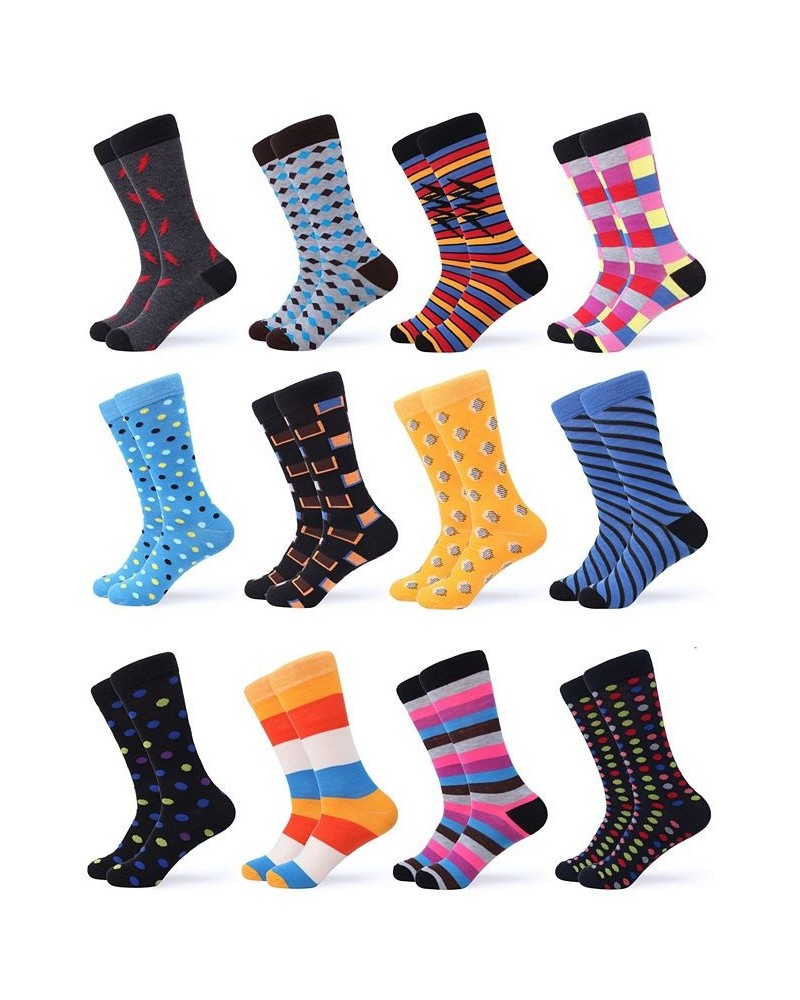 Men's Funky Colorful Dress Socks Pack of 12 PD03 $20.52 Socks