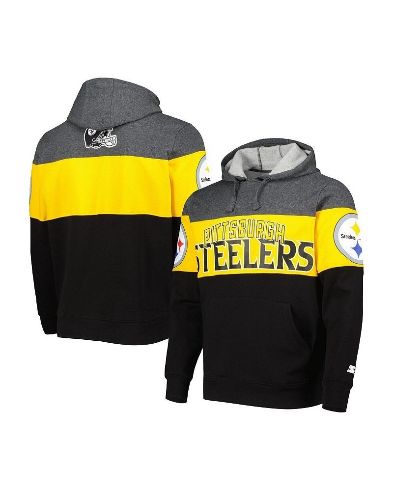 Men's Black and Heather Charcoal Pittsburgh Steelers Extreme Pullover Hoodie $48.95 Sweatshirt