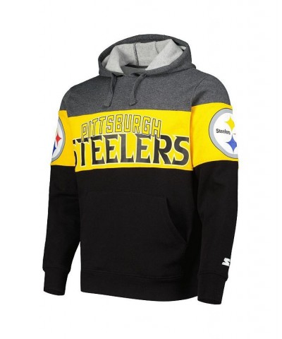 Men's Black and Heather Charcoal Pittsburgh Steelers Extreme Pullover Hoodie $48.95 Sweatshirt