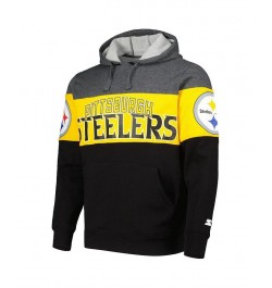 Men's Black and Heather Charcoal Pittsburgh Steelers Extreme Pullover Hoodie $48.95 Sweatshirt