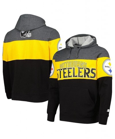 Men's Black and Heather Charcoal Pittsburgh Steelers Extreme Pullover Hoodie $48.95 Sweatshirt