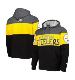 Men's Black and Heather Charcoal Pittsburgh Steelers Extreme Pullover Hoodie $48.95 Sweatshirt