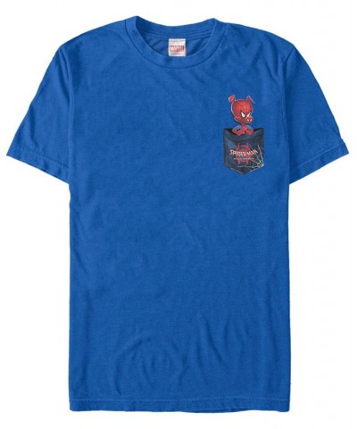 Marvel Men's Spiderverse Spider-Ham Pocket Short Sleeve T-Shirt Blue $14.35 T-Shirts