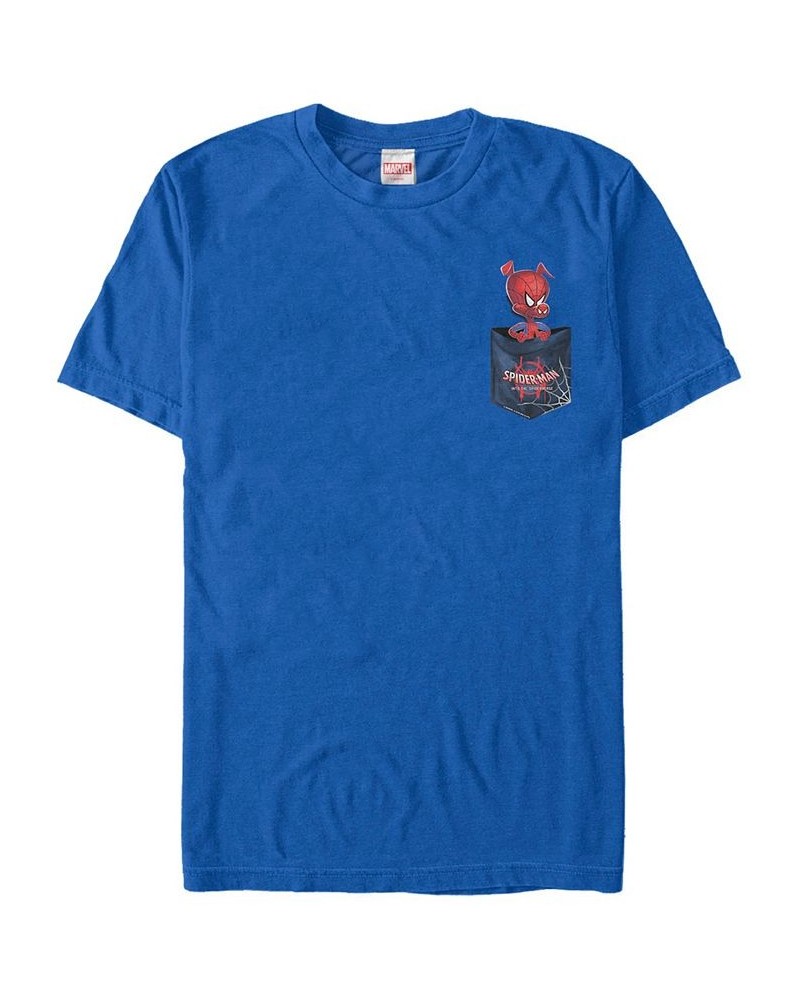 Marvel Men's Spiderverse Spider-Ham Pocket Short Sleeve T-Shirt Blue $14.35 T-Shirts