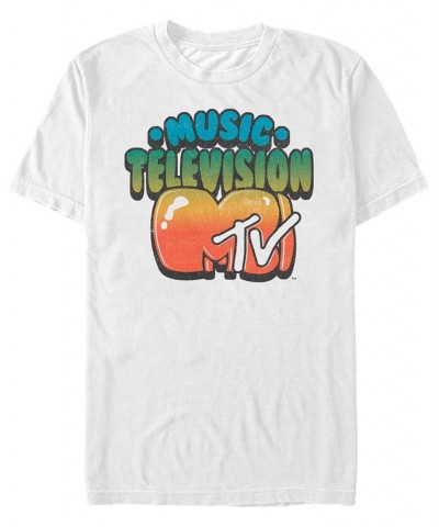 MTV Men's Gradient Bubble Letters Logo Short Sleeve T-Shirt White $15.40 T-Shirts