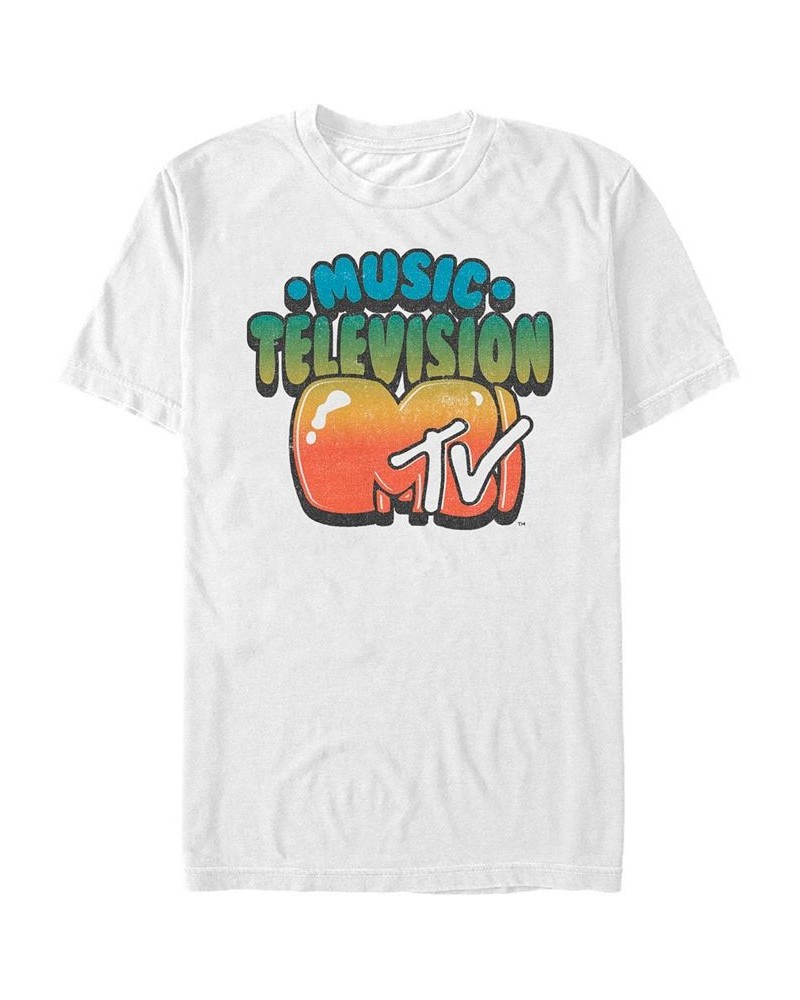 MTV Men's Gradient Bubble Letters Logo Short Sleeve T-Shirt White $15.40 T-Shirts