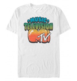 MTV Men's Gradient Bubble Letters Logo Short Sleeve T-Shirt White $15.40 T-Shirts