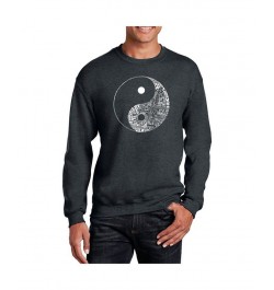 Men's Word Art Yin Yang Crewneck Sweatshirt Gray $26.99 Sweatshirt