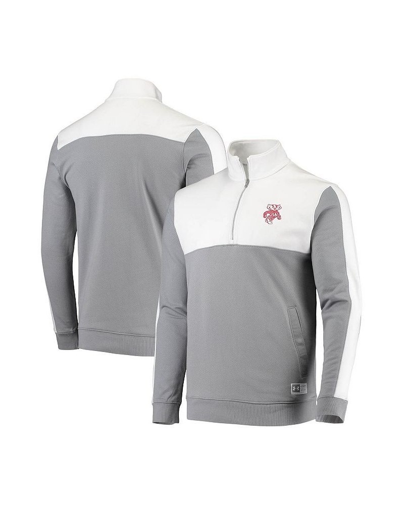 Men's White Wisconsin Badgers Game Day All Day Fleece Half-Zip Jacket $44.10 Jackets