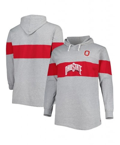 Men's Heathered Gray, Scarlet Ohio State Buckeyes Big and Tall Long Sleeve Jersey Hoodie T-shirt $23.52 T-Shirts