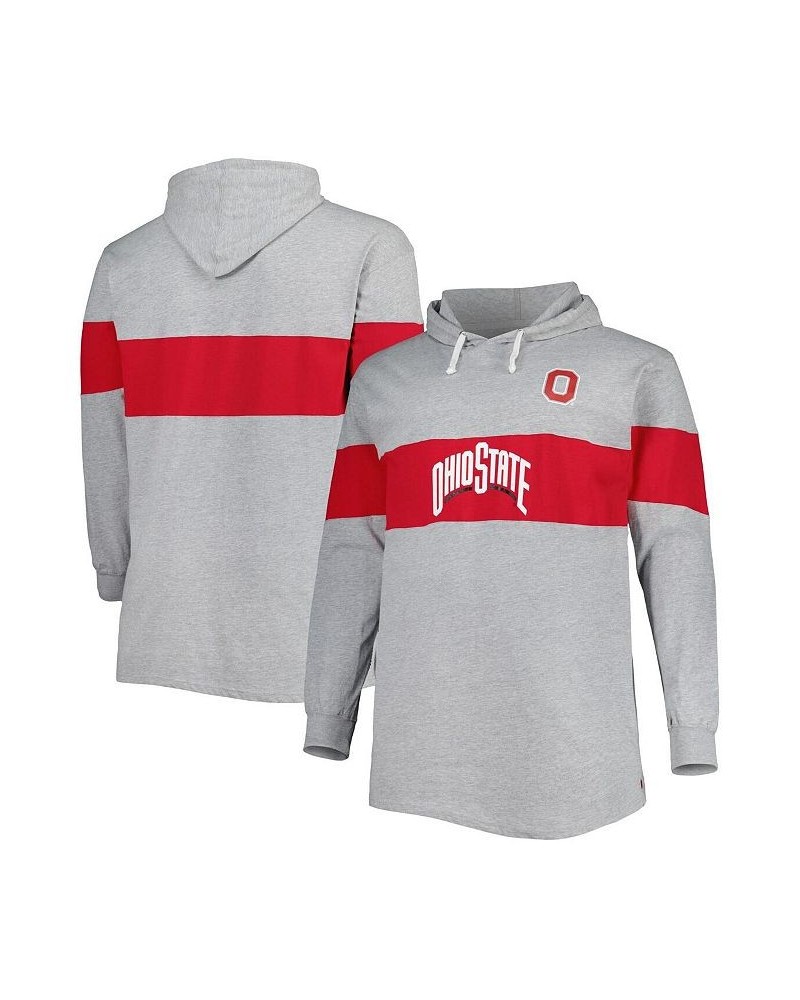 Men's Heathered Gray, Scarlet Ohio State Buckeyes Big and Tall Long Sleeve Jersey Hoodie T-shirt $23.52 T-Shirts