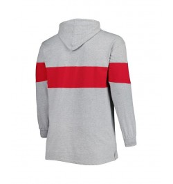 Men's Heathered Gray, Scarlet Ohio State Buckeyes Big and Tall Long Sleeve Jersey Hoodie T-shirt $23.52 T-Shirts