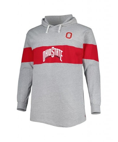 Men's Heathered Gray, Scarlet Ohio State Buckeyes Big and Tall Long Sleeve Jersey Hoodie T-shirt $23.52 T-Shirts