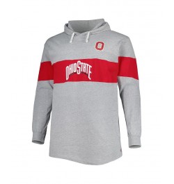 Men's Heathered Gray, Scarlet Ohio State Buckeyes Big and Tall Long Sleeve Jersey Hoodie T-shirt $23.52 T-Shirts