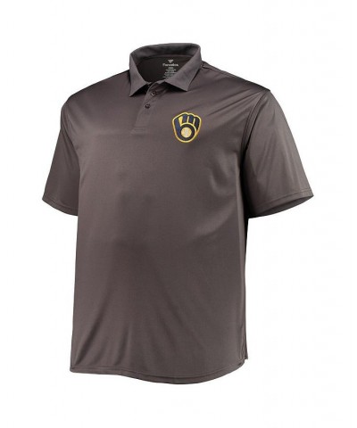 Men's Navy, Charcoal Milwaukee Brewers Big and Tall Two-Pack Polo Shirt Set $29.20 Polo Shirts