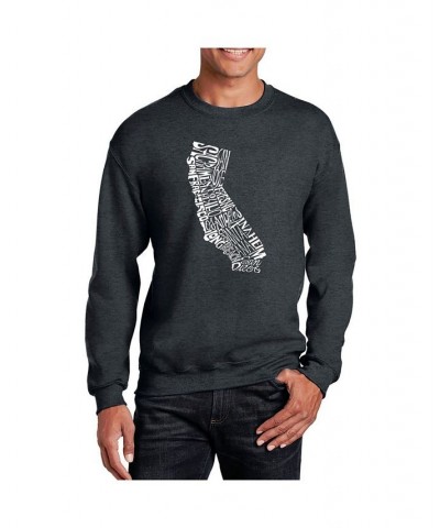 Men's Word Art California State Crewneck Sweatshirt Gray $21.00 Sweatshirt