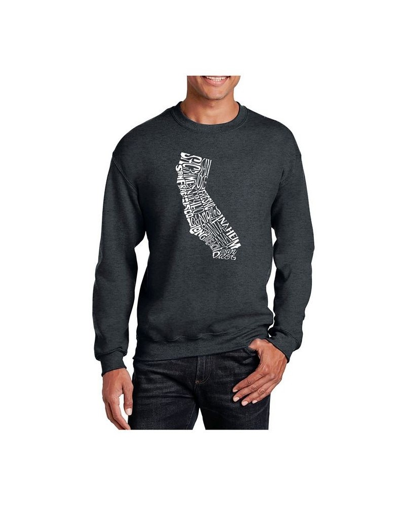 Men's Word Art California State Crewneck Sweatshirt Gray $21.00 Sweatshirt