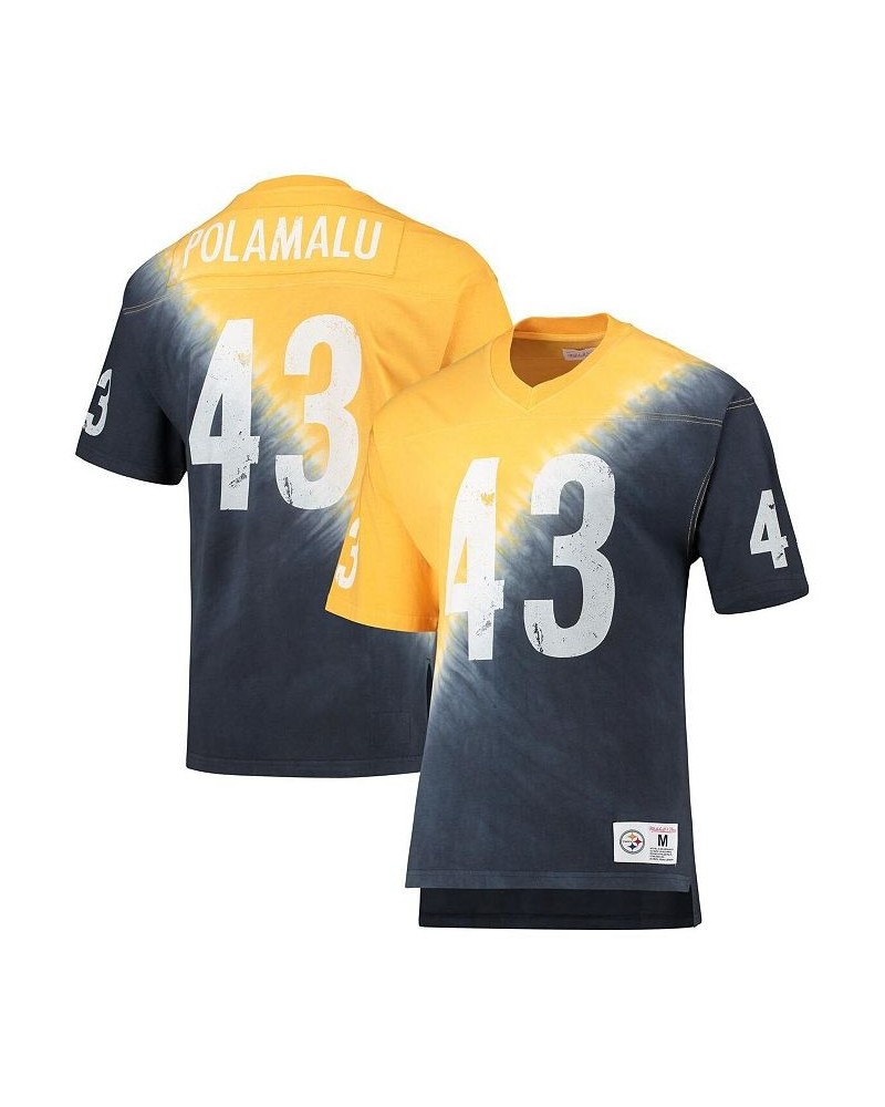 Men's Troy Polamalu Gold, Black Pittsburgh Steelers Retired Player Name and Number Diagonal Tie-Dye V-Neck T-shirt $48.75 T-S...