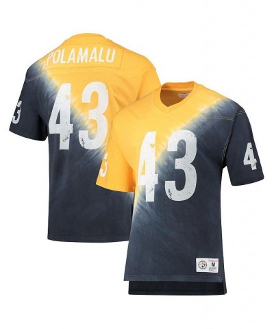 Men's Troy Polamalu Gold, Black Pittsburgh Steelers Retired Player Name and Number Diagonal Tie-Dye V-Neck T-shirt $48.75 T-S...