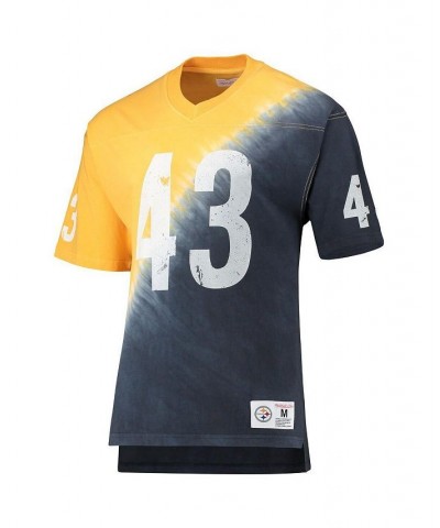 Men's Troy Polamalu Gold, Black Pittsburgh Steelers Retired Player Name and Number Diagonal Tie-Dye V-Neck T-shirt $48.75 T-S...