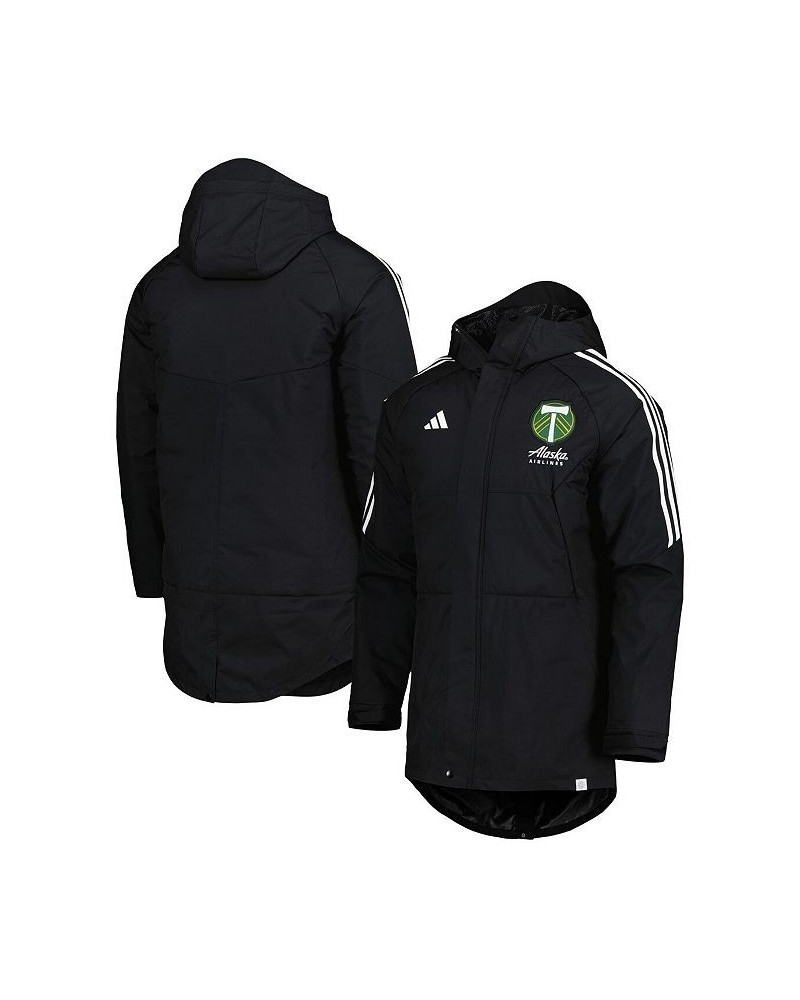 Men's Black Portland Timbers Stadium Parka Raglan Full-Zip Hoodie Jacket $81.70 Jackets