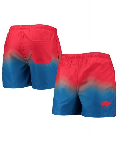 Men's Red, Royal Buffalo Bills Retro Dip-Dye Swim Shorts $30.15 Swimsuits