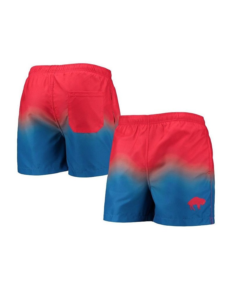 Men's Red, Royal Buffalo Bills Retro Dip-Dye Swim Shorts $30.15 Swimsuits