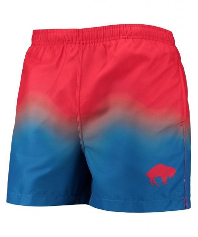 Men's Red, Royal Buffalo Bills Retro Dip-Dye Swim Shorts $30.15 Swimsuits